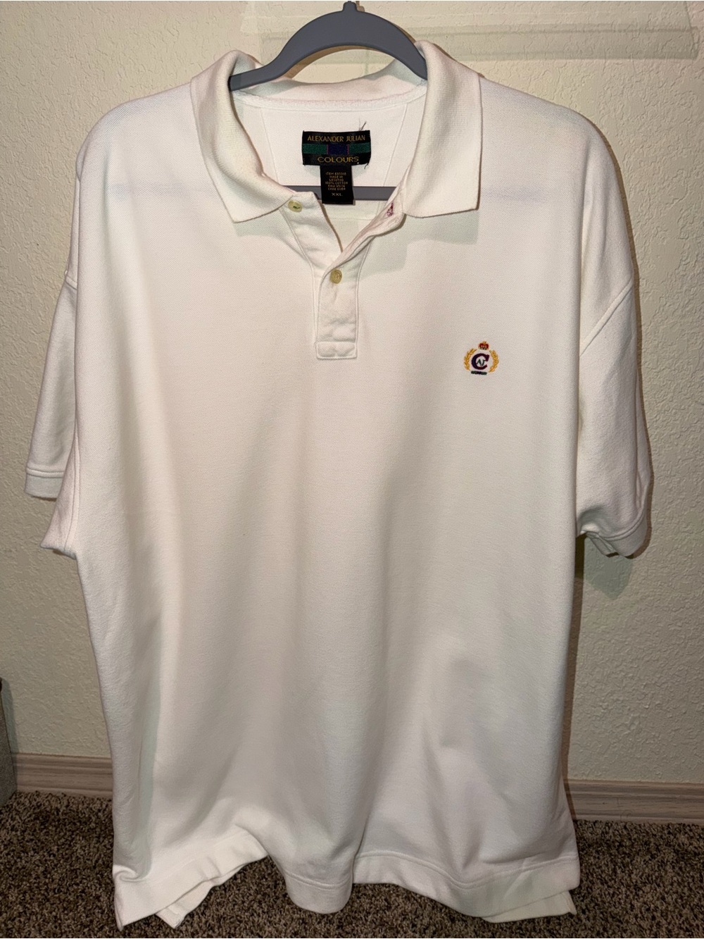 Alexander Julian Men's White Polo with Embroidered Crest